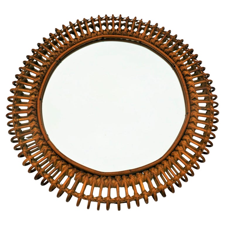 Runder Spiegel aus Rattan und Bambus im Angebot bei 1stDibs Deutschland