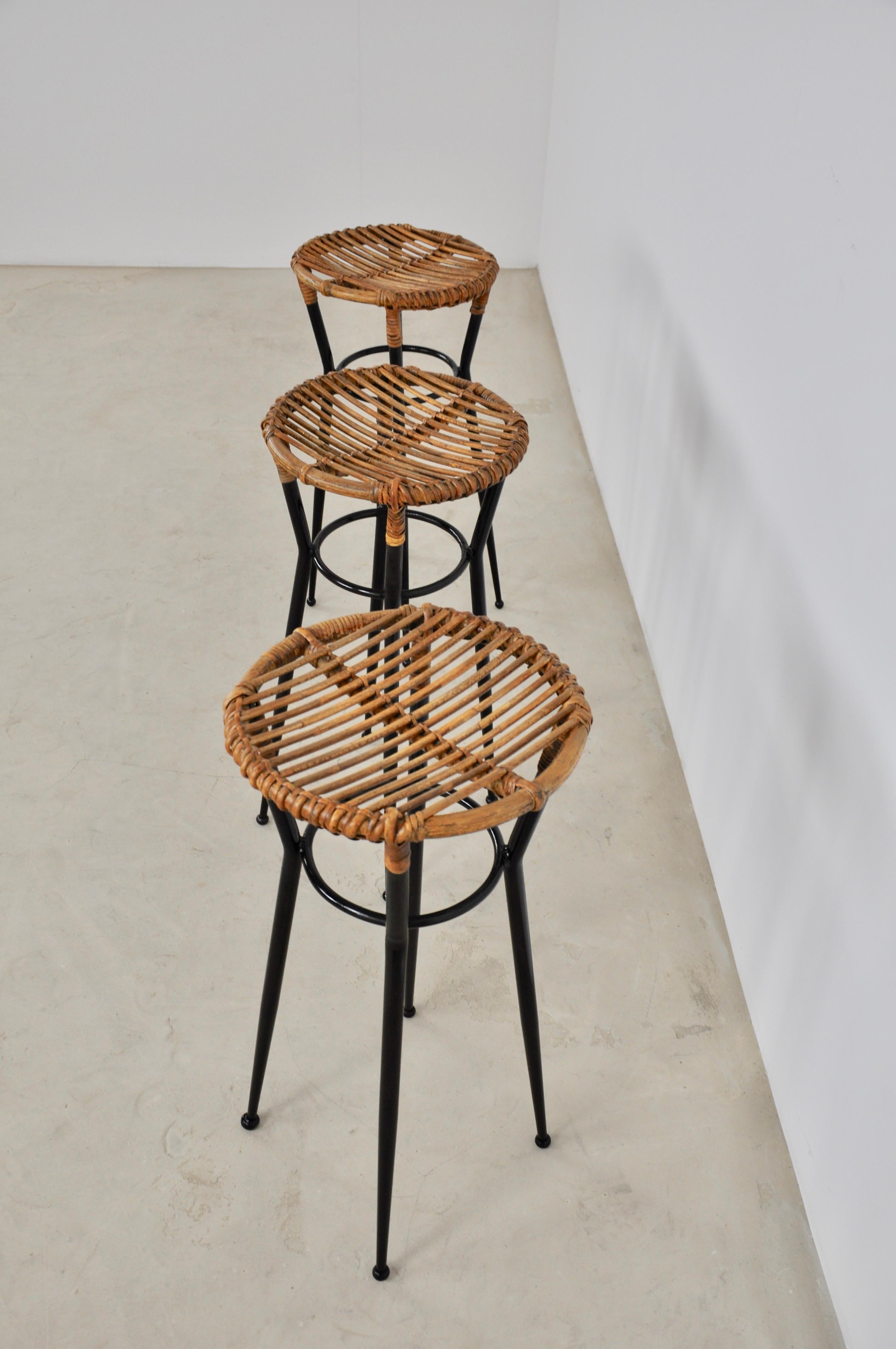 Round Rattan Barstool from Rohé Noordwolde, 1960s 3
