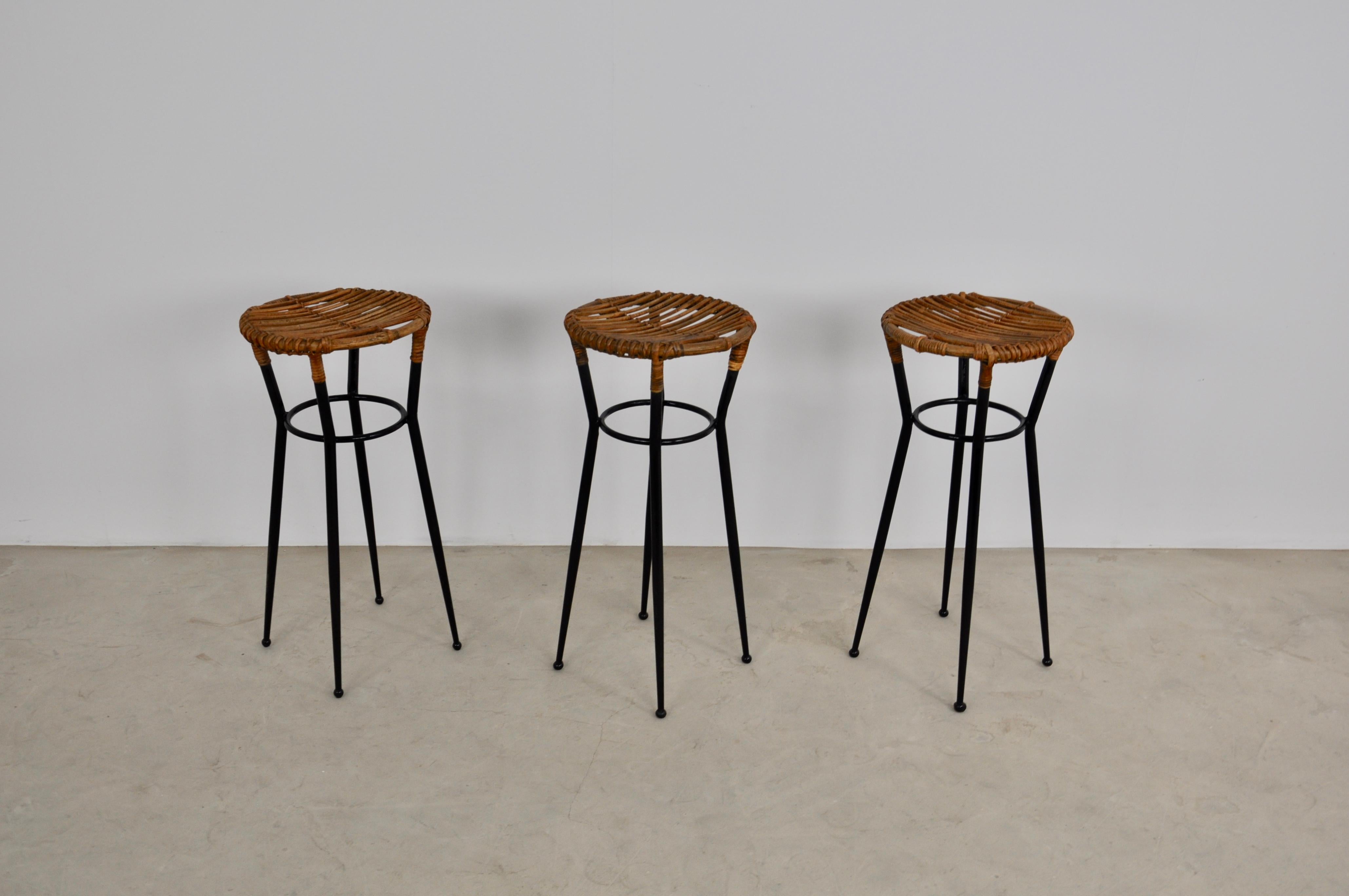 Round Rattan Barstool from Rohé Noordwolde, 1960s 1