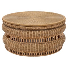 Round Rattan Coffee Table, Tambour, by Bunny Williams Home Round Rattan Coffee Table, Tambour, by Bunny Williams Home
