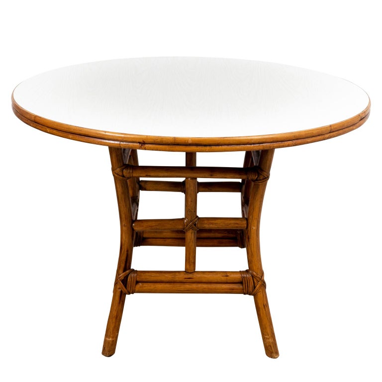 Round Rattan Dining Table at 1stDibs