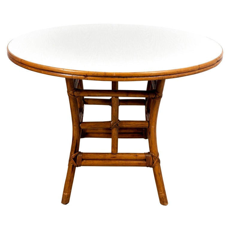 Round Rattan Dining Table at 1stDibs