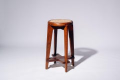 Round Rattan High Stool by Pierre Jeanneret for Chandigarh, India, Circa 1965-66