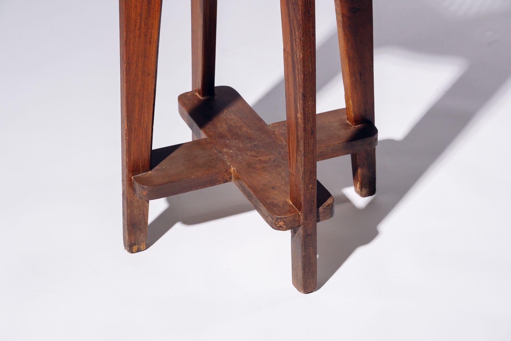 Hand-Woven Round Rattan High Stool by Pierre Jeanneret for Chandigarh, India, Circa 1965-66 For Sale