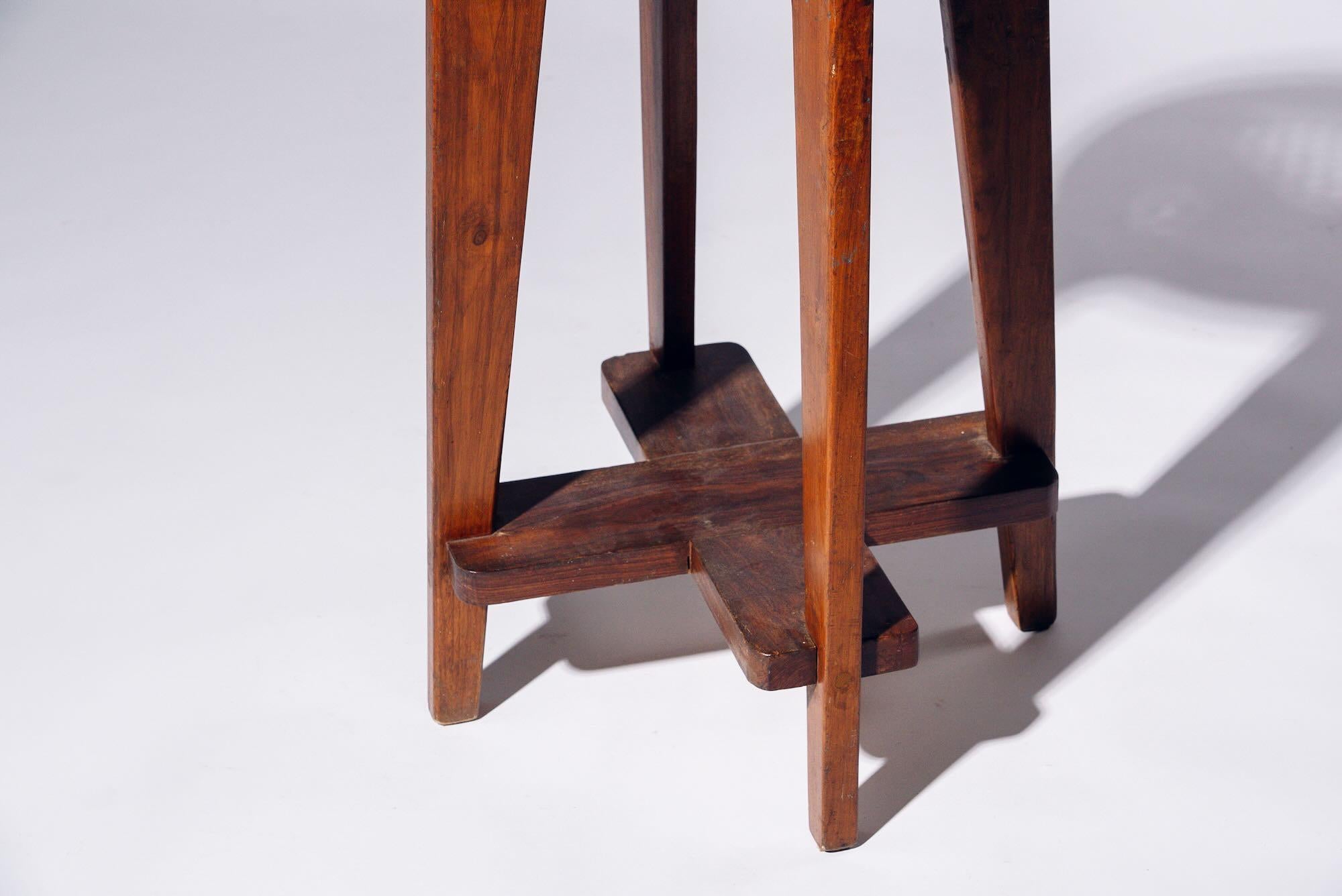 Hand-Woven Round Rattan High Stool by Pierre Jeanneret for Chandigarh, India, Circa 1965-66 For Sale