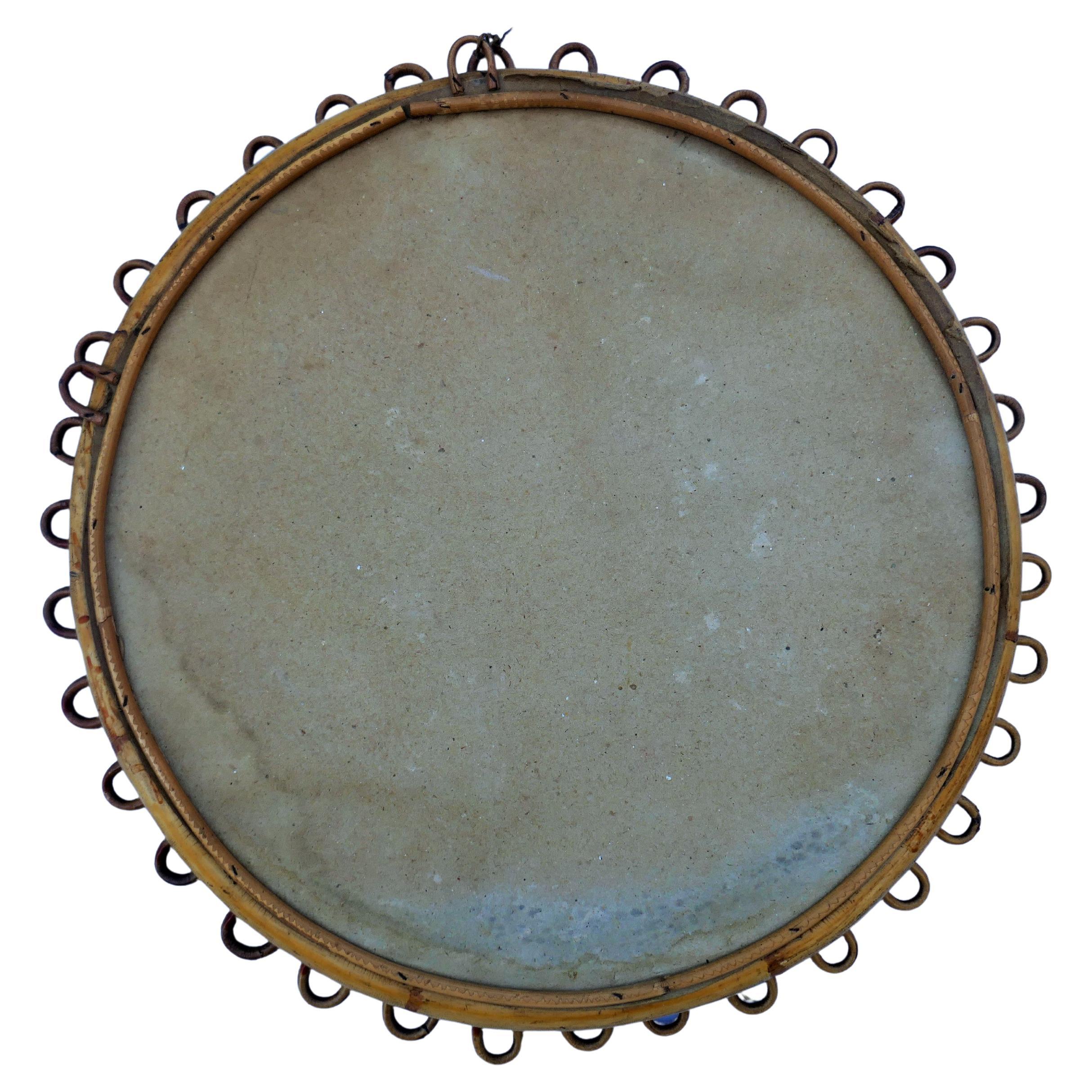 Fatto a mano Round Rattan Mirror in vendita