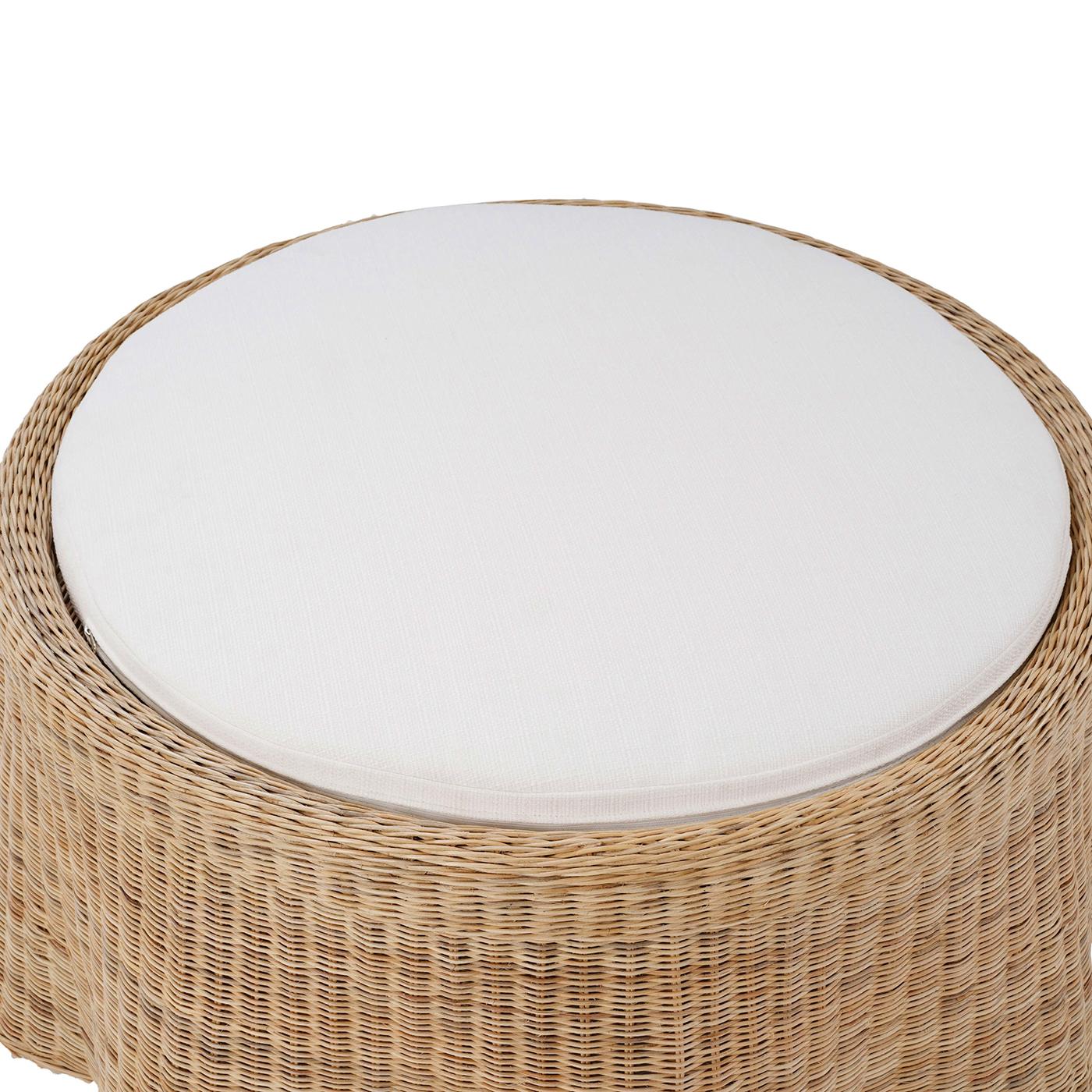 Victorian Round Rattan Ottoman For Sale