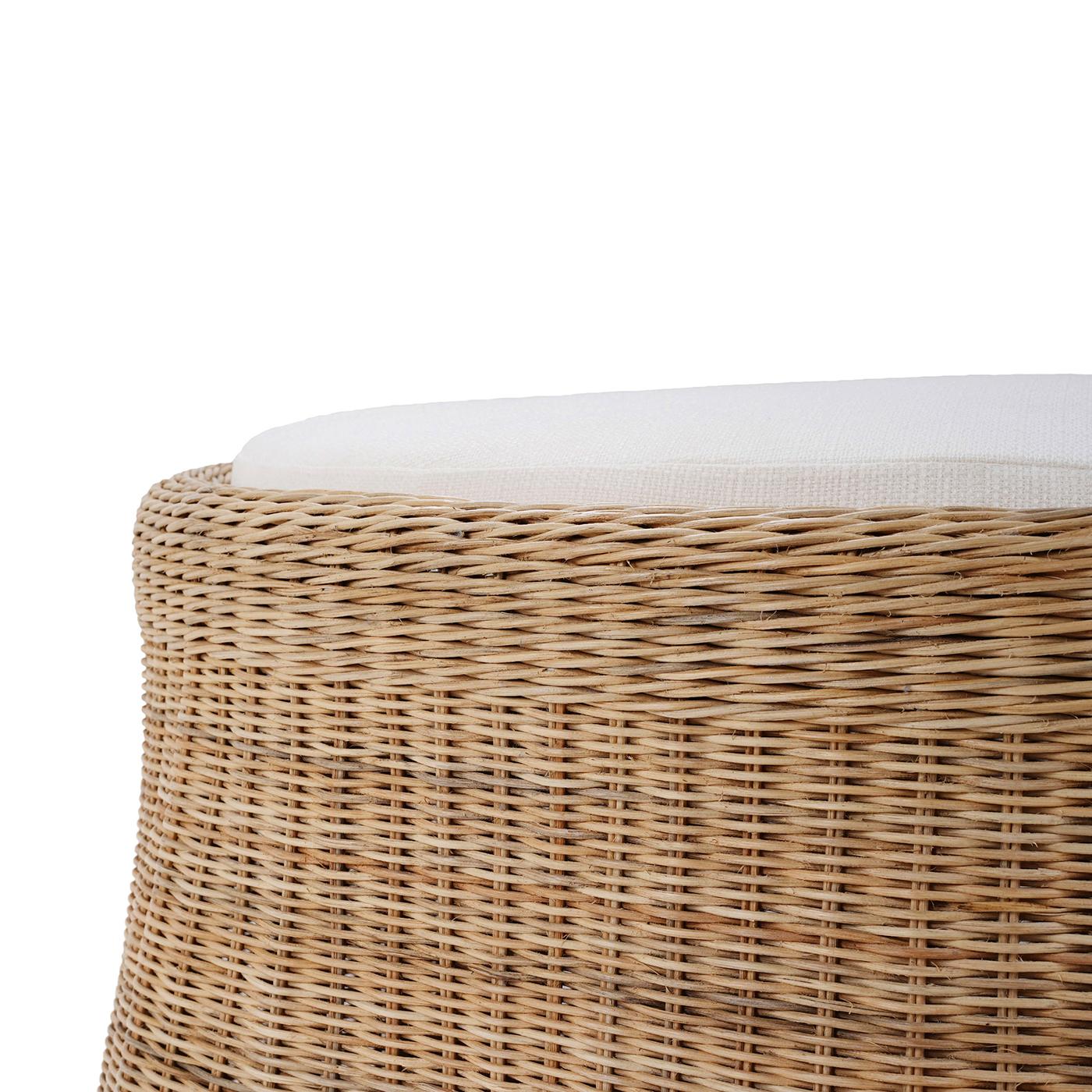 Round Rattan Ottoman In New Condition For Sale In Westwood, NJ