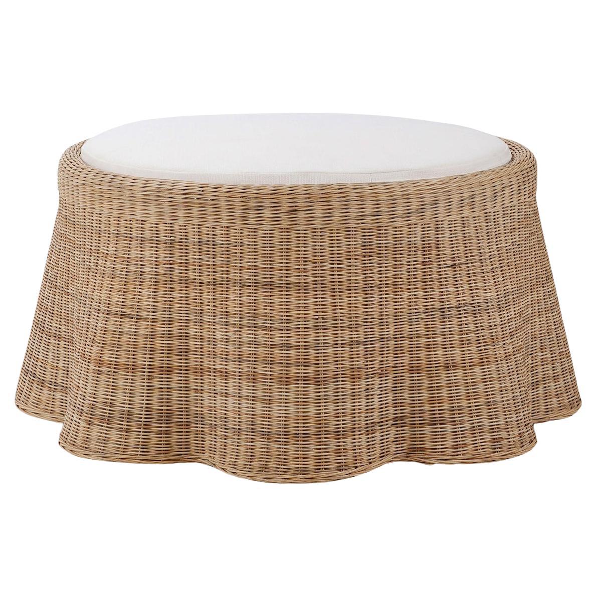 Round Rattan Ottoman