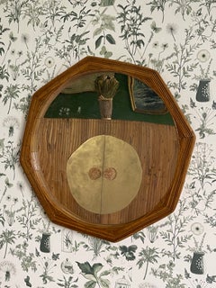 Round Rattan Pencil Reed Wall Mounted Mirror Mid Century Style