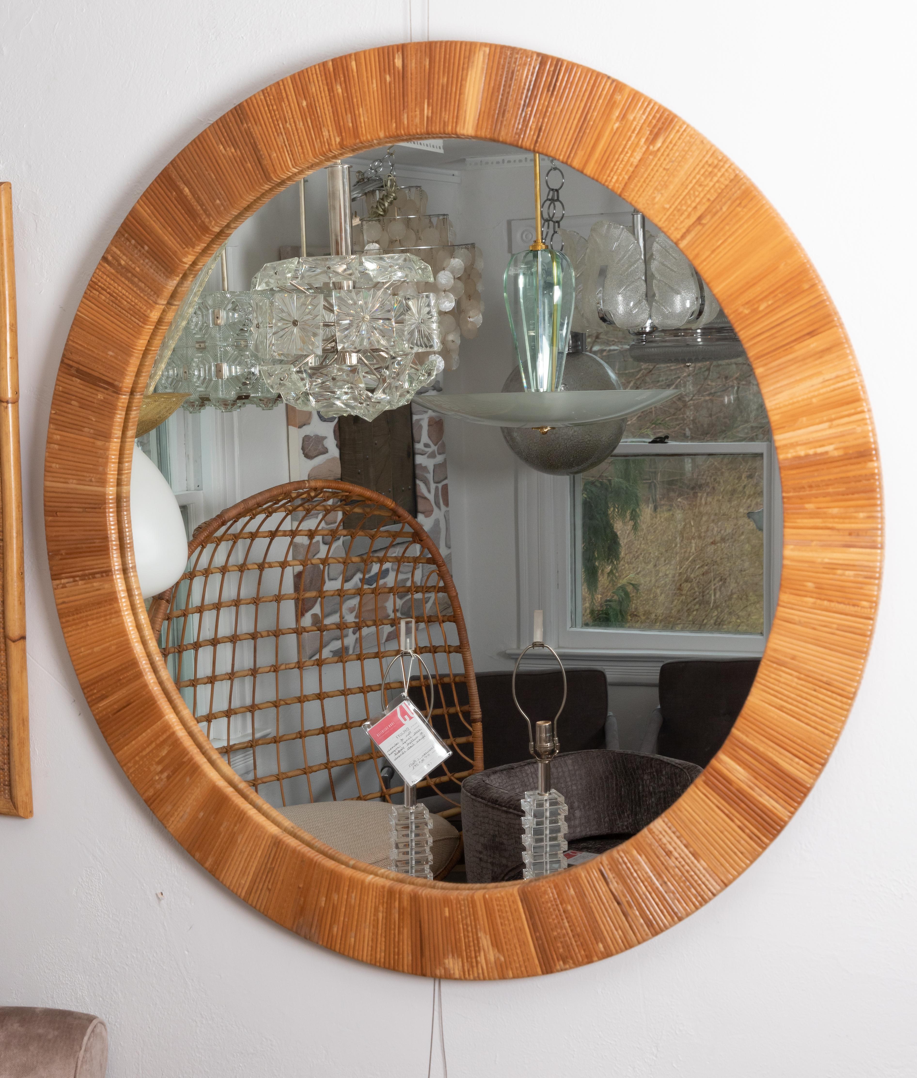 Hand-Woven Round Rattan Surround Mirror
