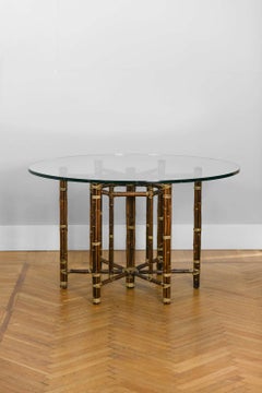 Round rattan table #McGuire San Francisco 1970