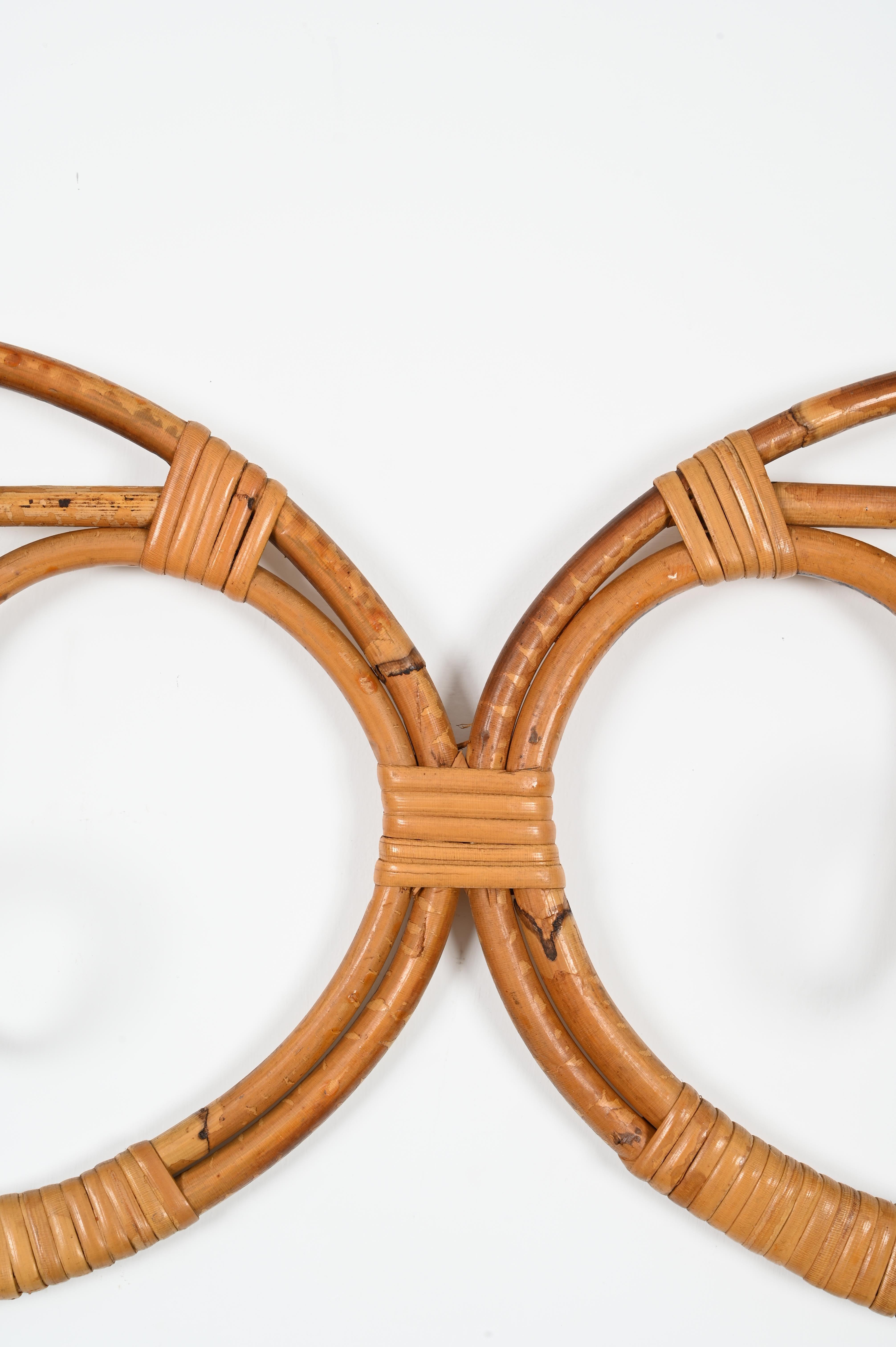 French Riviera Double Coat Rack, Bamboo and Wicker by Albini & Helg, Italy 1960s For Sale 3