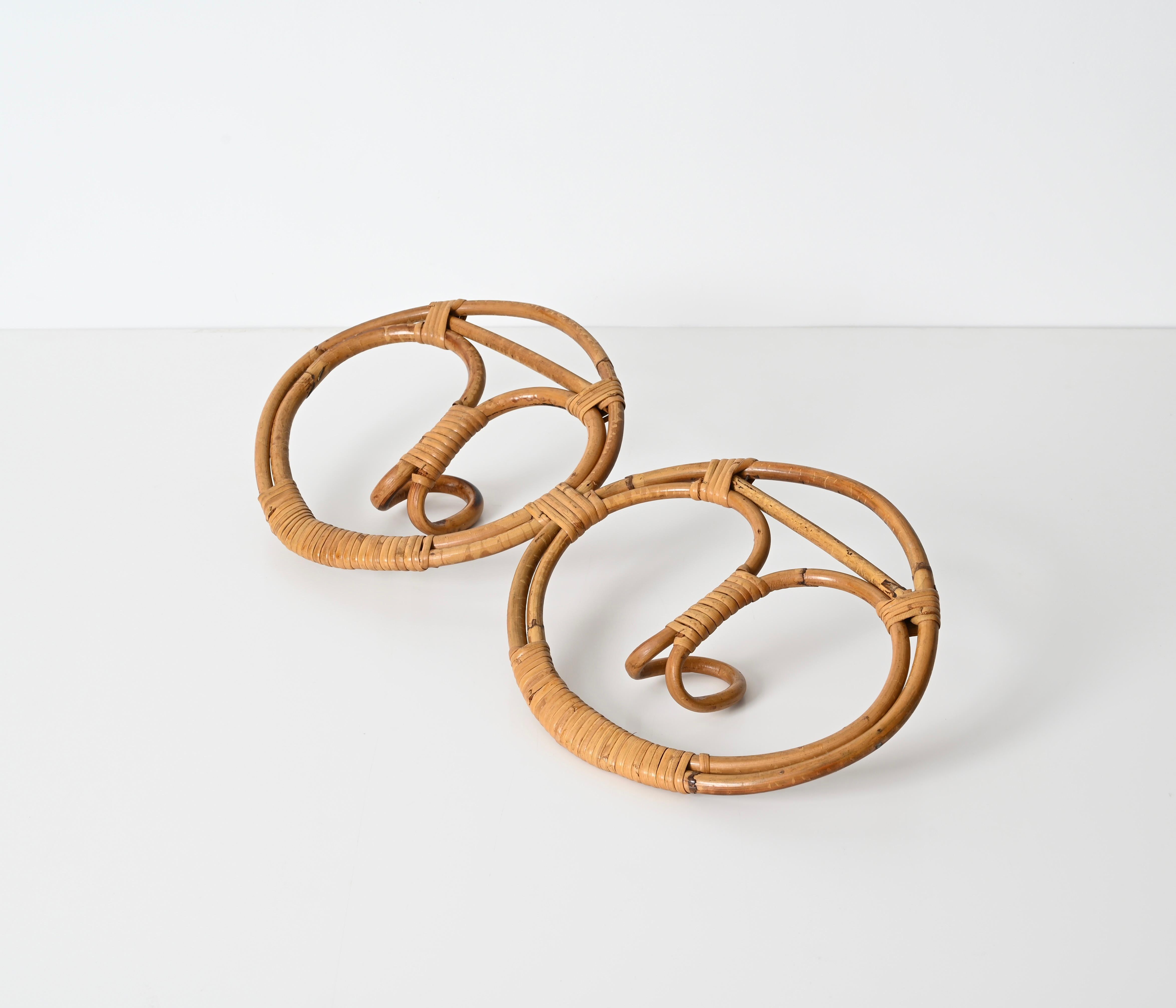 French Riviera Double Coat Rack, Bamboo and Wicker by Albini & Helg, Italy 1960s For Sale 4