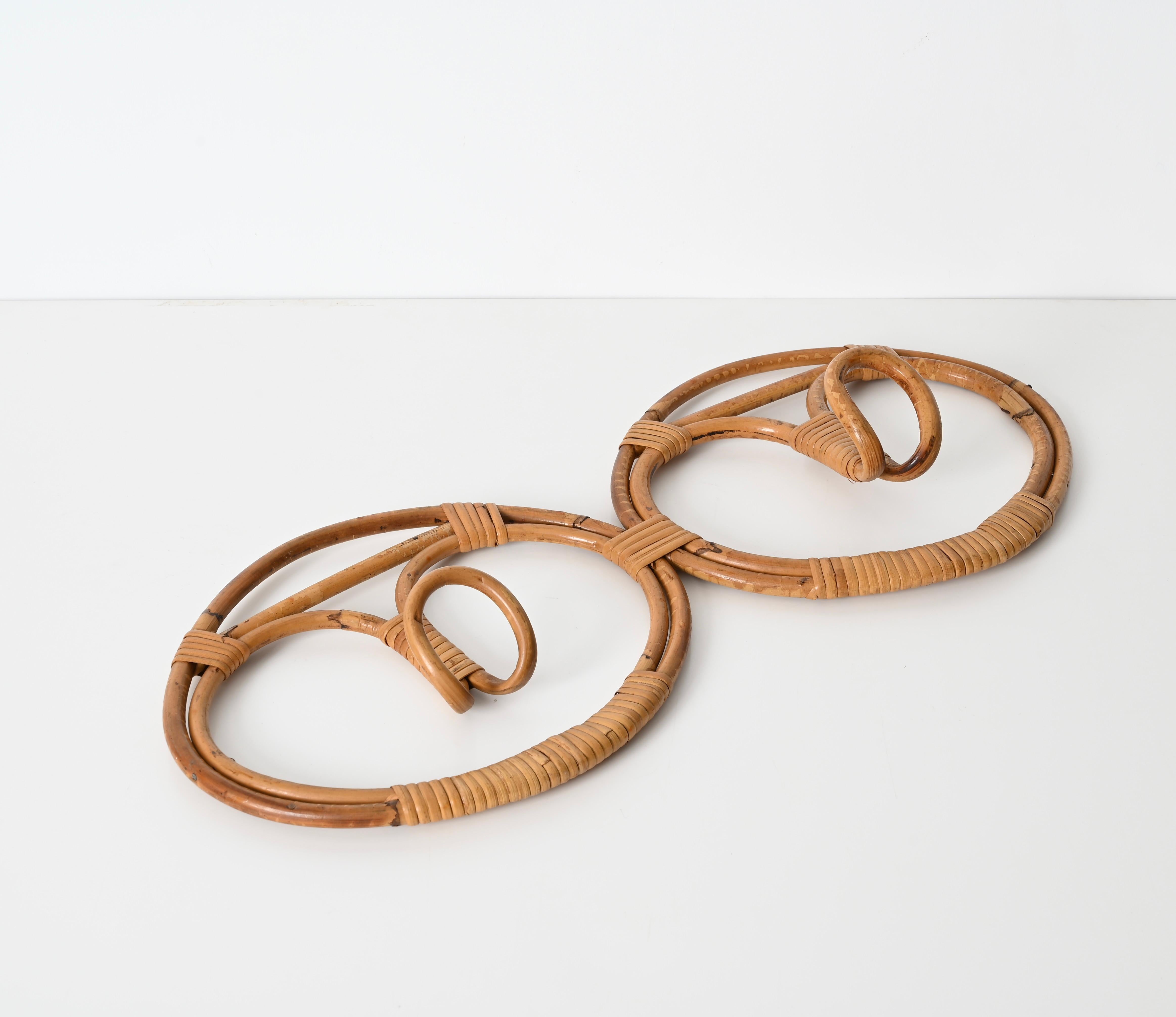French Riviera Double Coat Rack, Bamboo and Wicker by Albini & Helg, Italy 1960s For Sale 5