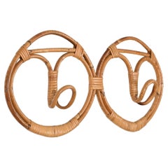 French Riviera Double Coat Rack, Bamboo and Wicker by Albini & Helg, Italy 1960s