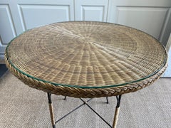 Art Deco Rattan Wicker Table, Germany, ca. 1920