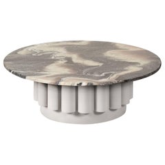 Round Ravine Marble-Top Coffee Table with Fluted Base