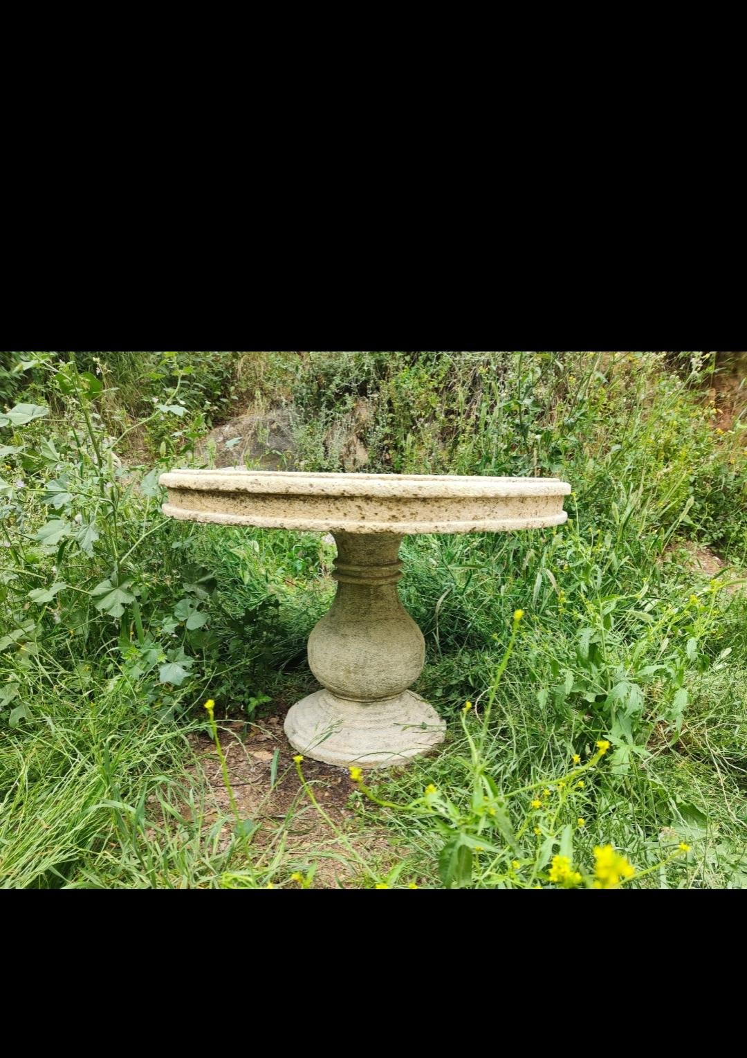 Rustic Round Reclaimed Antique Old Stone Table