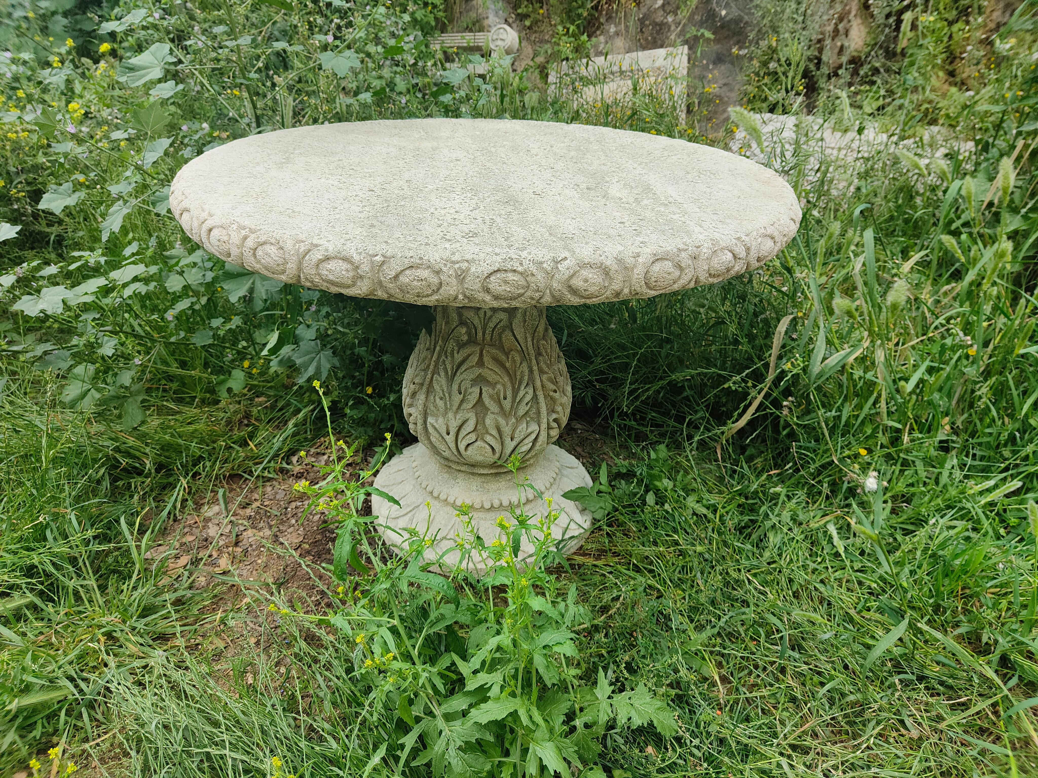 Italian Round Reclaimed Antique Old Stone Table For Sale