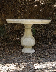 Round Reclaimed Antique Old Stone Table - Limestone