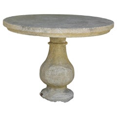 Round Reclaimed Antique Old Stone Table - Limestone