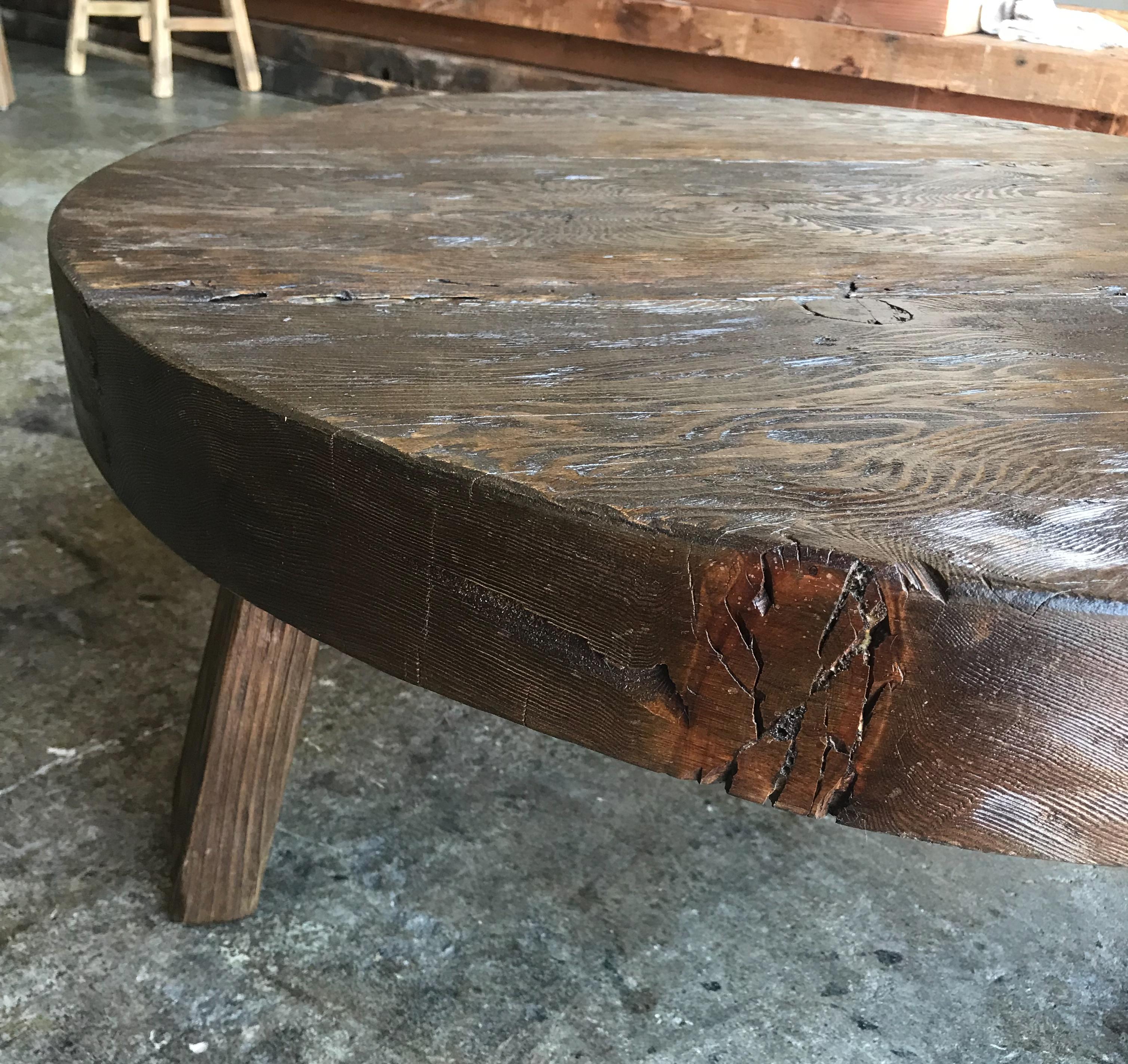 Round Reclaimed Wood Coffee Table 6