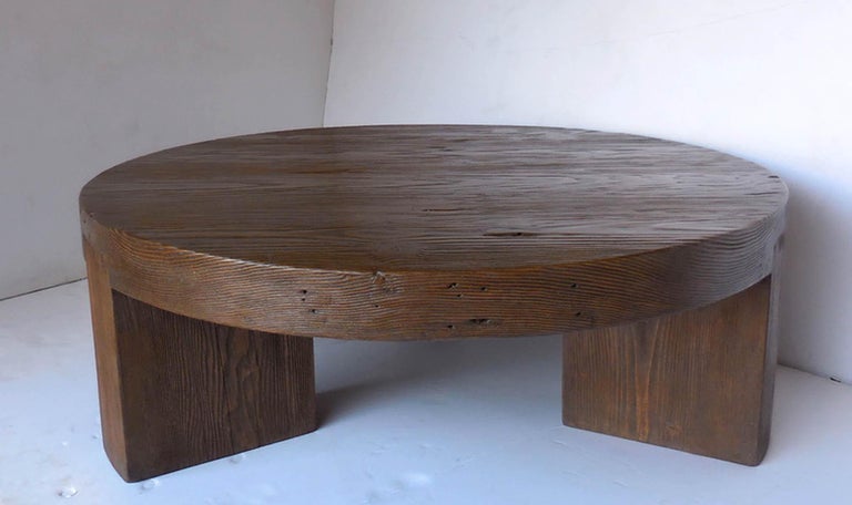 Round Reclaimed Wood Coffee Table For, Chunky Round Wood Coffee Table