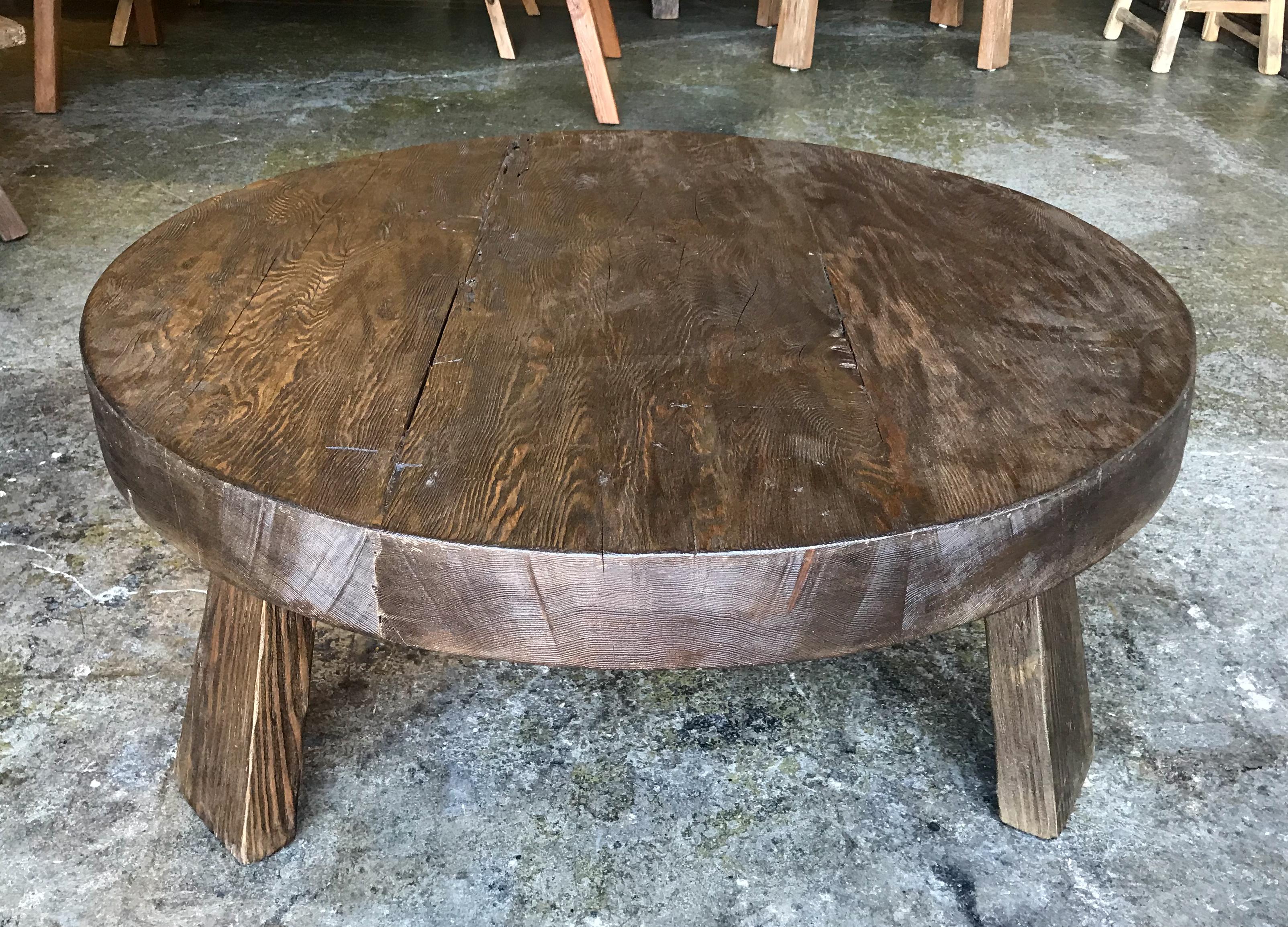 Rustic reclaimed Douglas fir coffee table with three legs. Can be made in a variety of finishes and sizes. As shown in a coffee finish. This one is available off the floor
Reclaimed wood may show knots, smaller surface cracks and old nail holes.