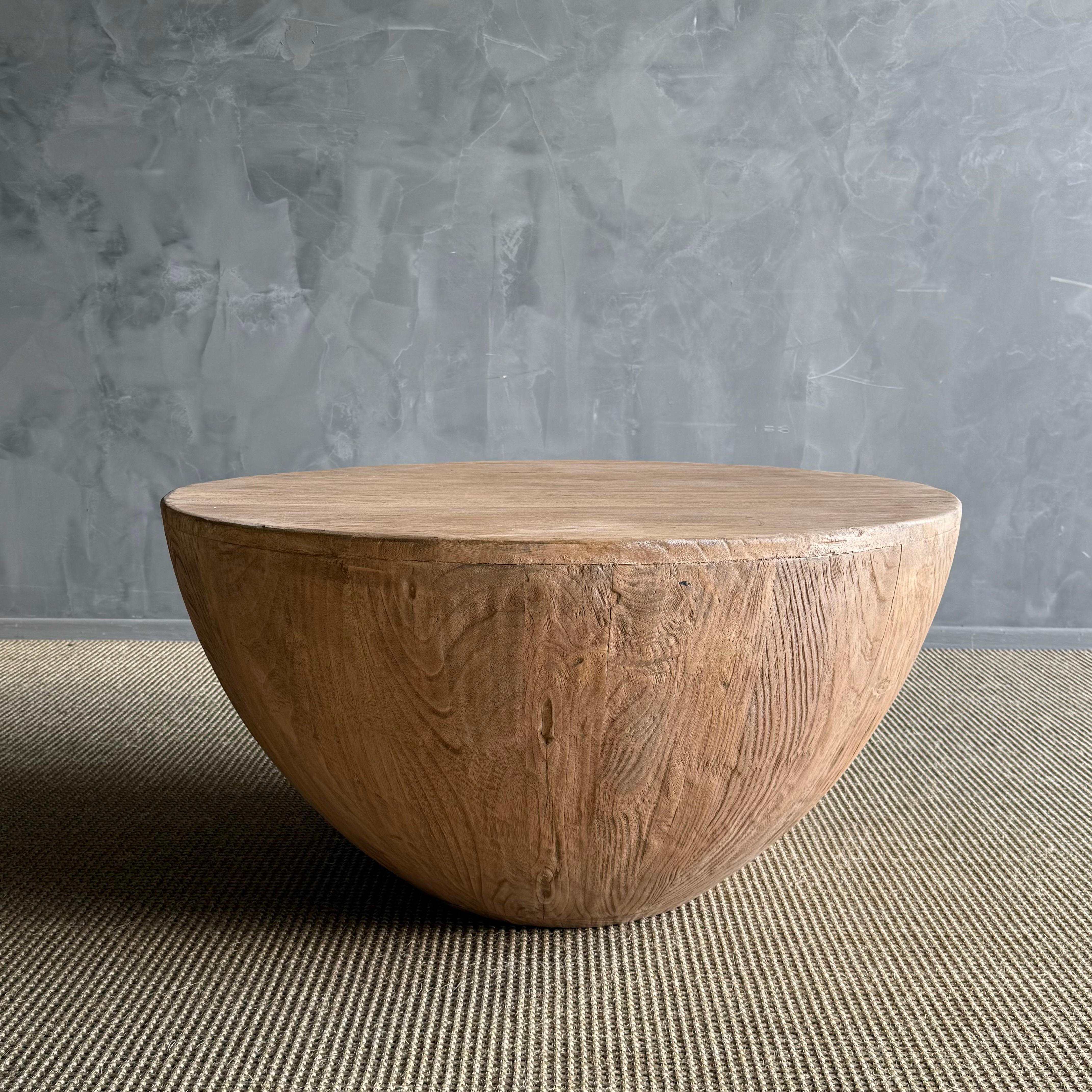 Organic Modern Round Reclaimed Wood Coffee Table For Sale