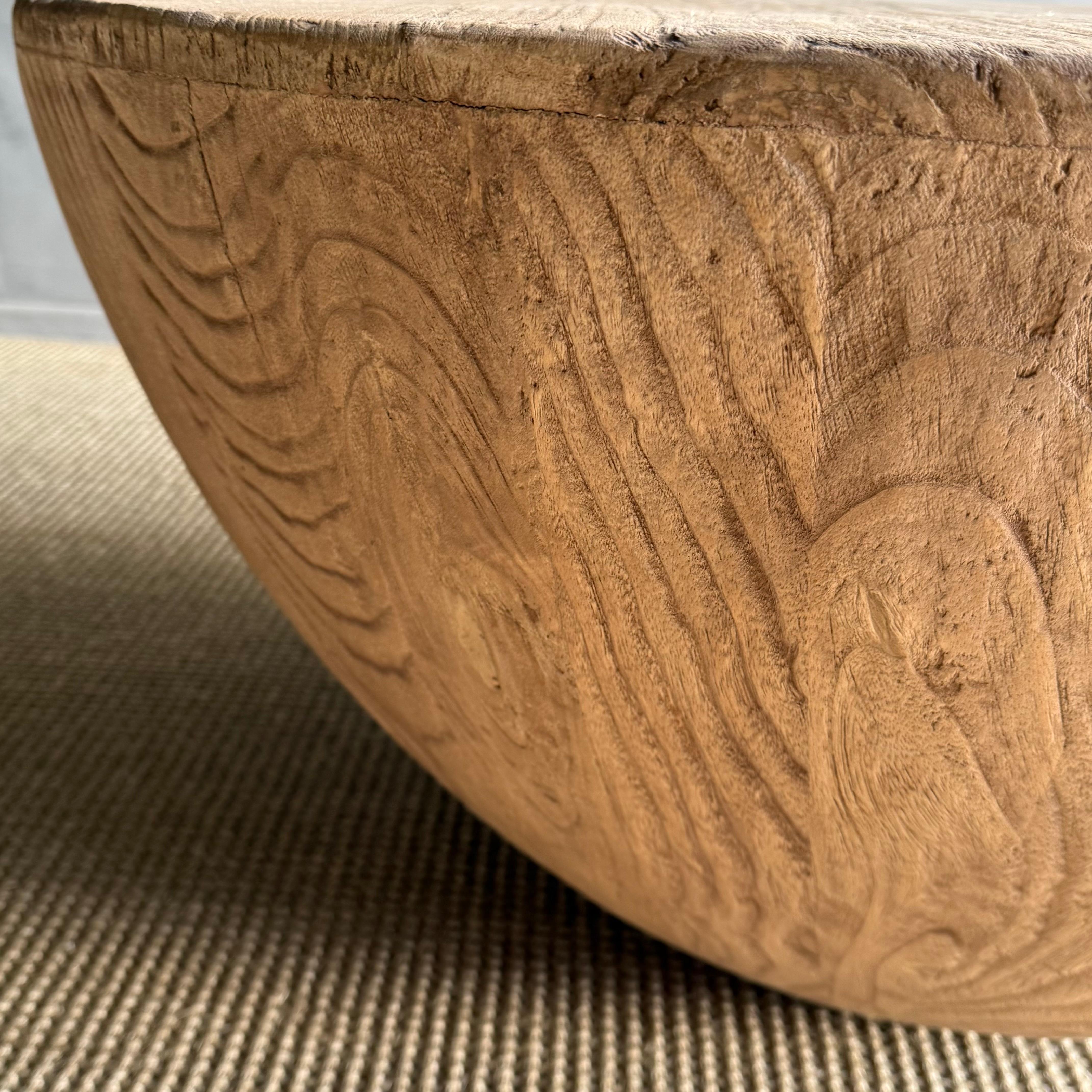 Contemporary Round Reclaimed Wood Coffee Table For Sale