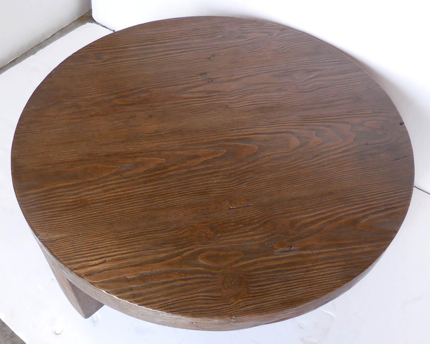 Rustic Custom Round Wood Coffee Table by Dos Gallos Studio For Sale