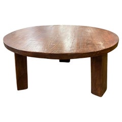 Round Reclaimed Wood Coffee Table With Three Legs