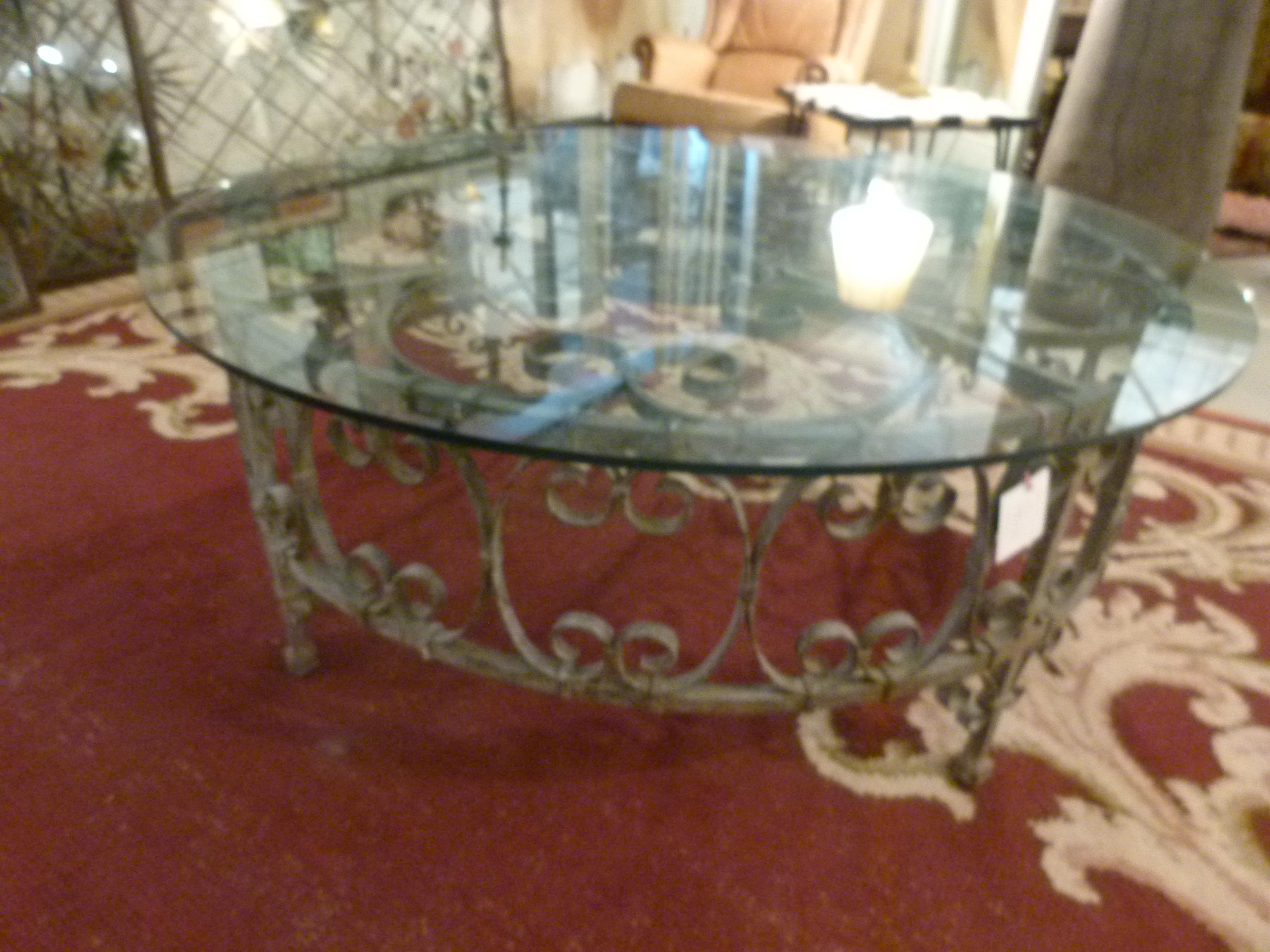 Spanish Modern Round Glass Coffee Table.