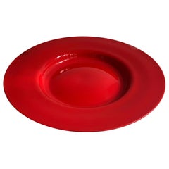 Round Red Italian Murano Glass Platter Plate