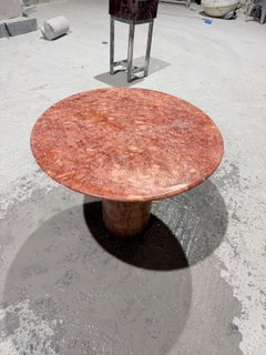 Round Red Marble Dining Table - Red Travertine Kitchen Table