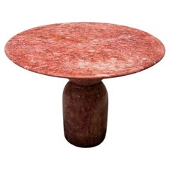 Round Red Marble Dining Table - Red Travertine Kitchen Table