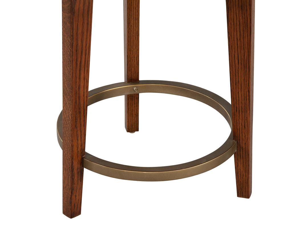 Contemporary Round Red Oak and Brass Drinks Table by Ellen Degeneres Fife Table For Sale