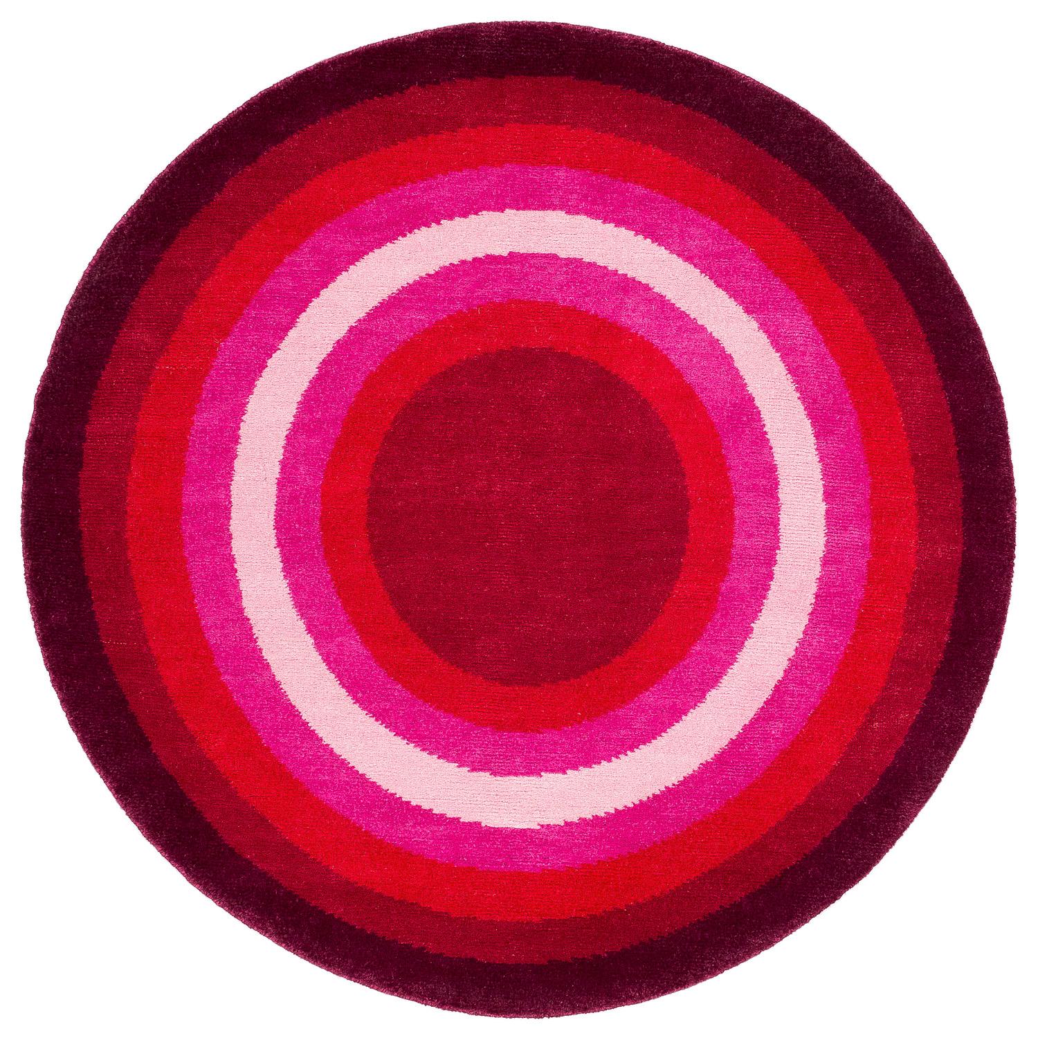 Round Red Pink Pop Silk and Wool Accessory Rug Brad Bullseye by Joseph ...