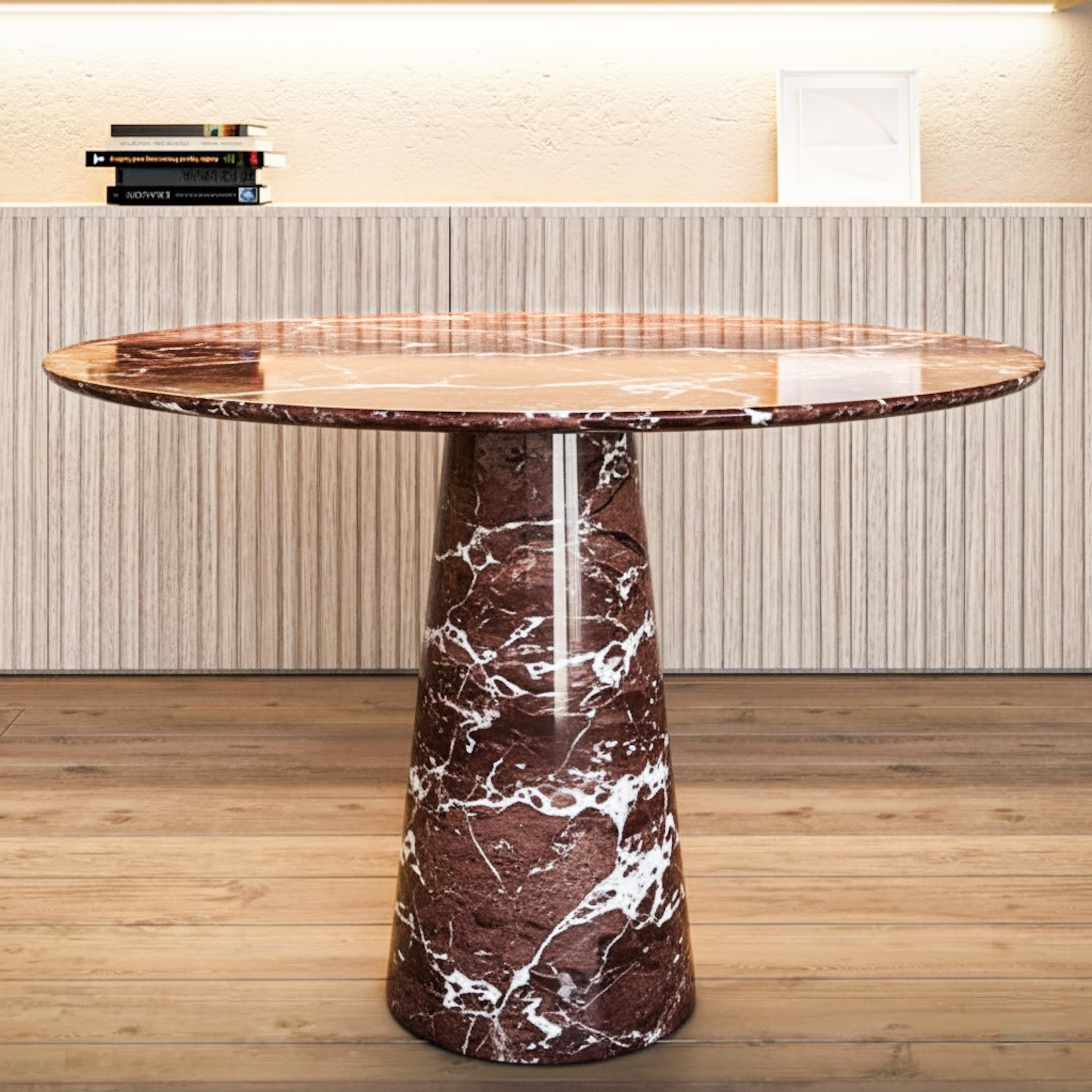 Turc Table de salle à manger ronde en marbre rouge Rosso Levanto - Circle Marble Table en vente