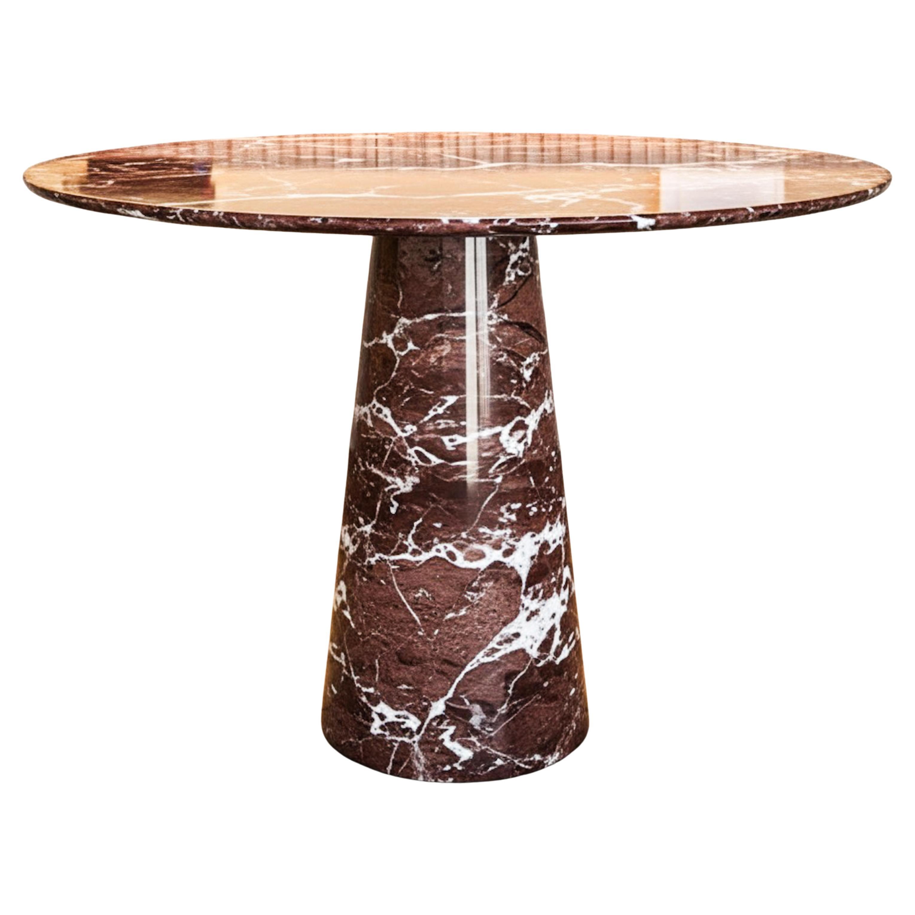 Table de salle à manger ronde en marbre rouge Rosso Levanto - Circle Marble Table en vente
