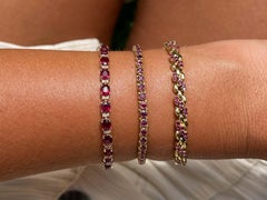 Round Red Ruby Tennis Bracelet in 14k Yellow Gold