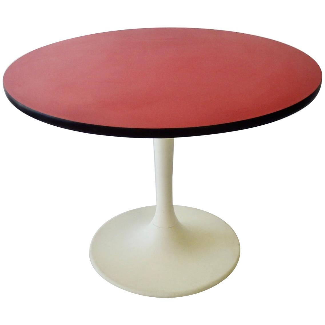 Round Red Top Tulip Base Dining Table by Maurice Burke for Arcana