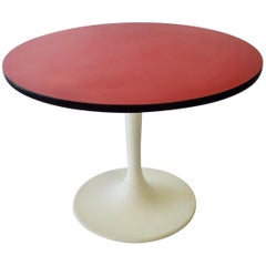 Round Red Top Tulip Base Dining Table by Maurice Burke for Arcana