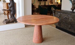 Round Red Travertine Center Table, Italy 1980's
