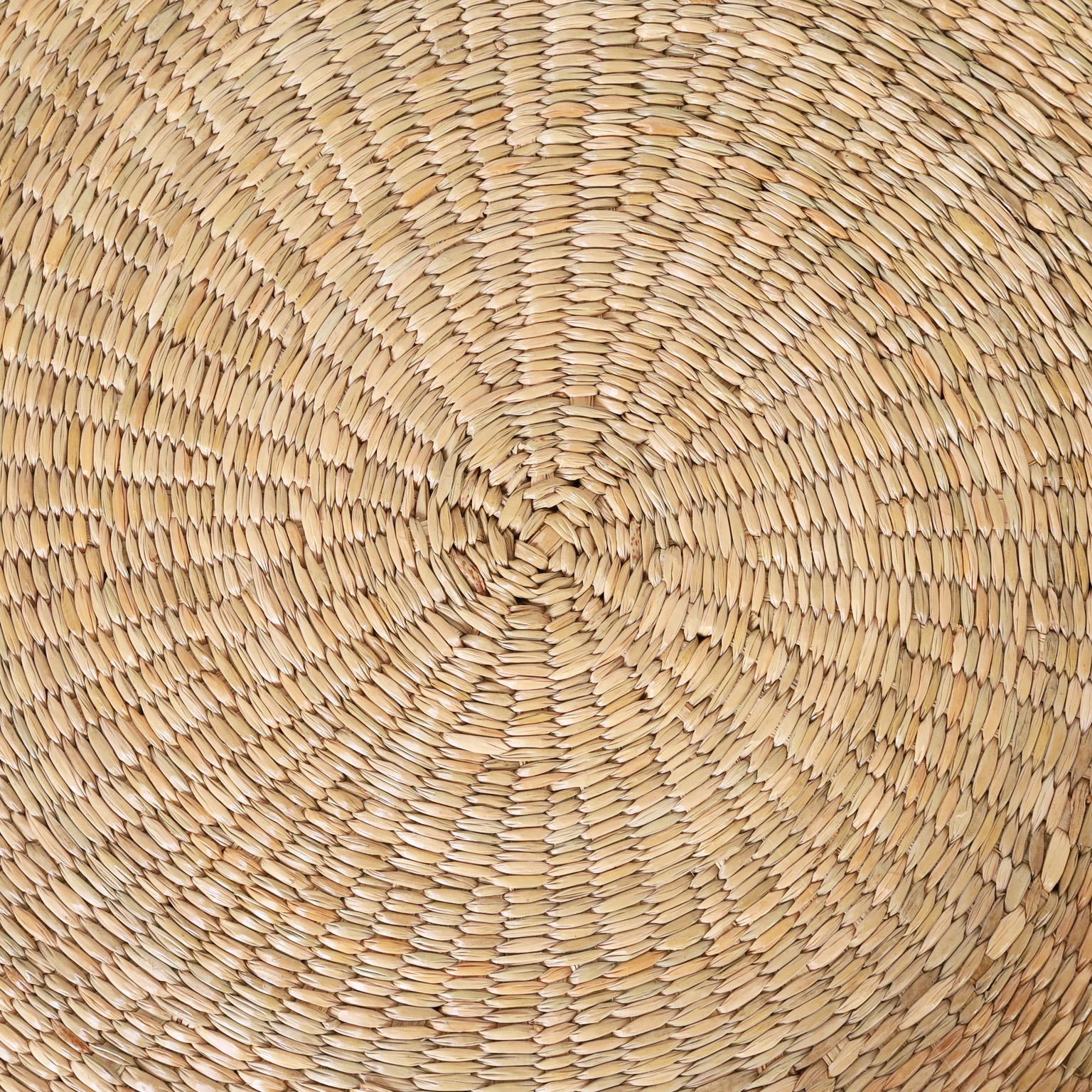 Hand-Woven Round Reed Wrapped Ghost Drapery Coffee Table from the FS Flores Collection For Sale