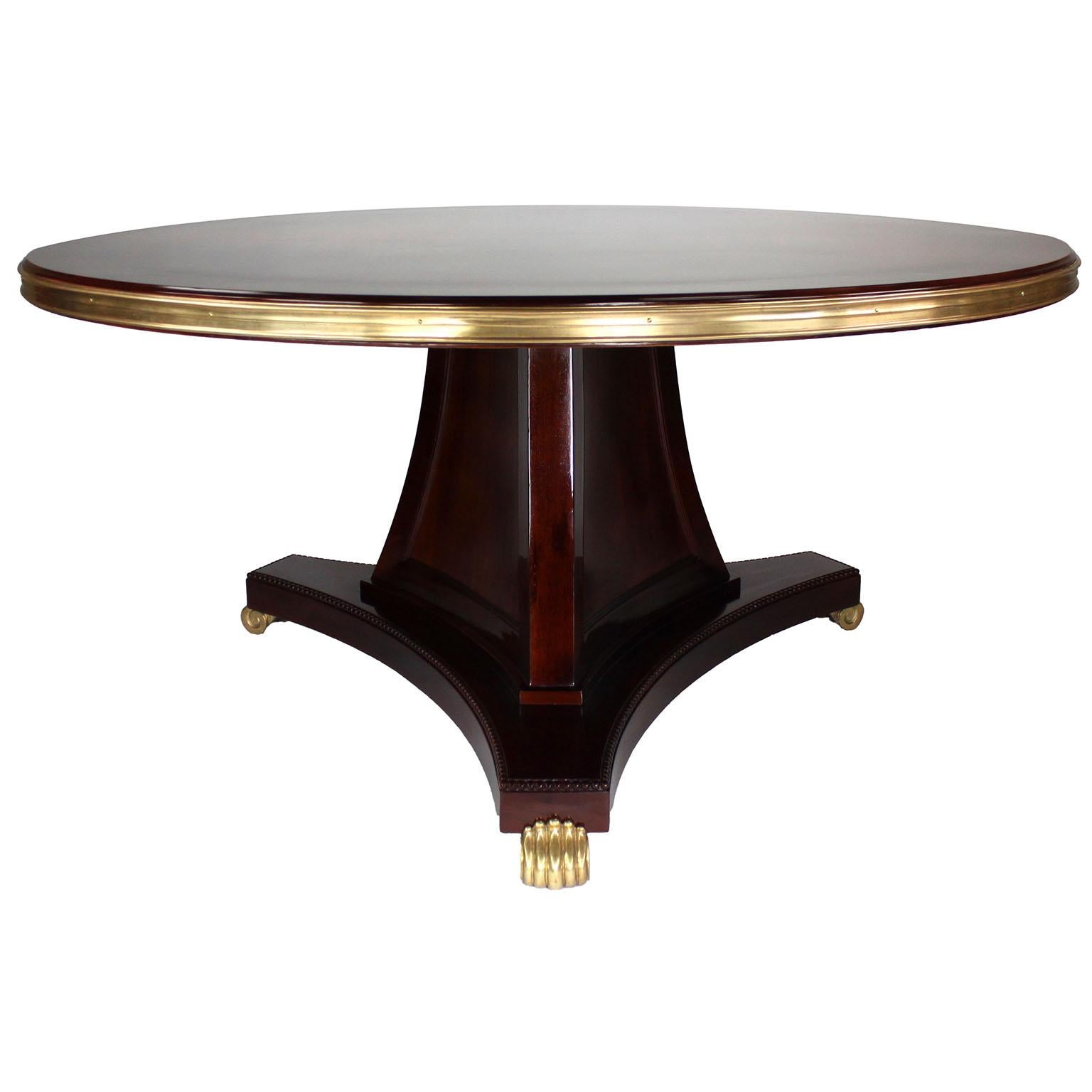 Regency Revival Round Regency Style Mahogany & Gilt Bronze Center or Game Table, Attr Maple & Co For Sale