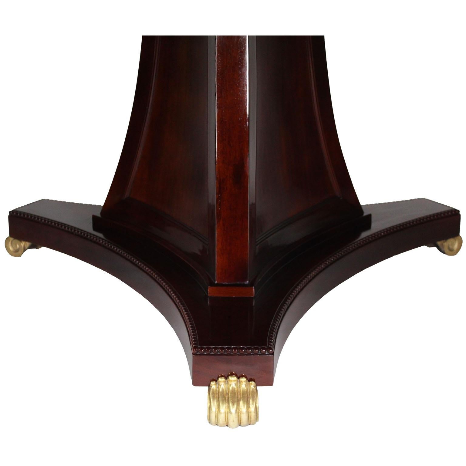 Marquetry Round Regency Style Mahogany & Gilt Bronze Center or Game Table, Attr Maple & Co For Sale