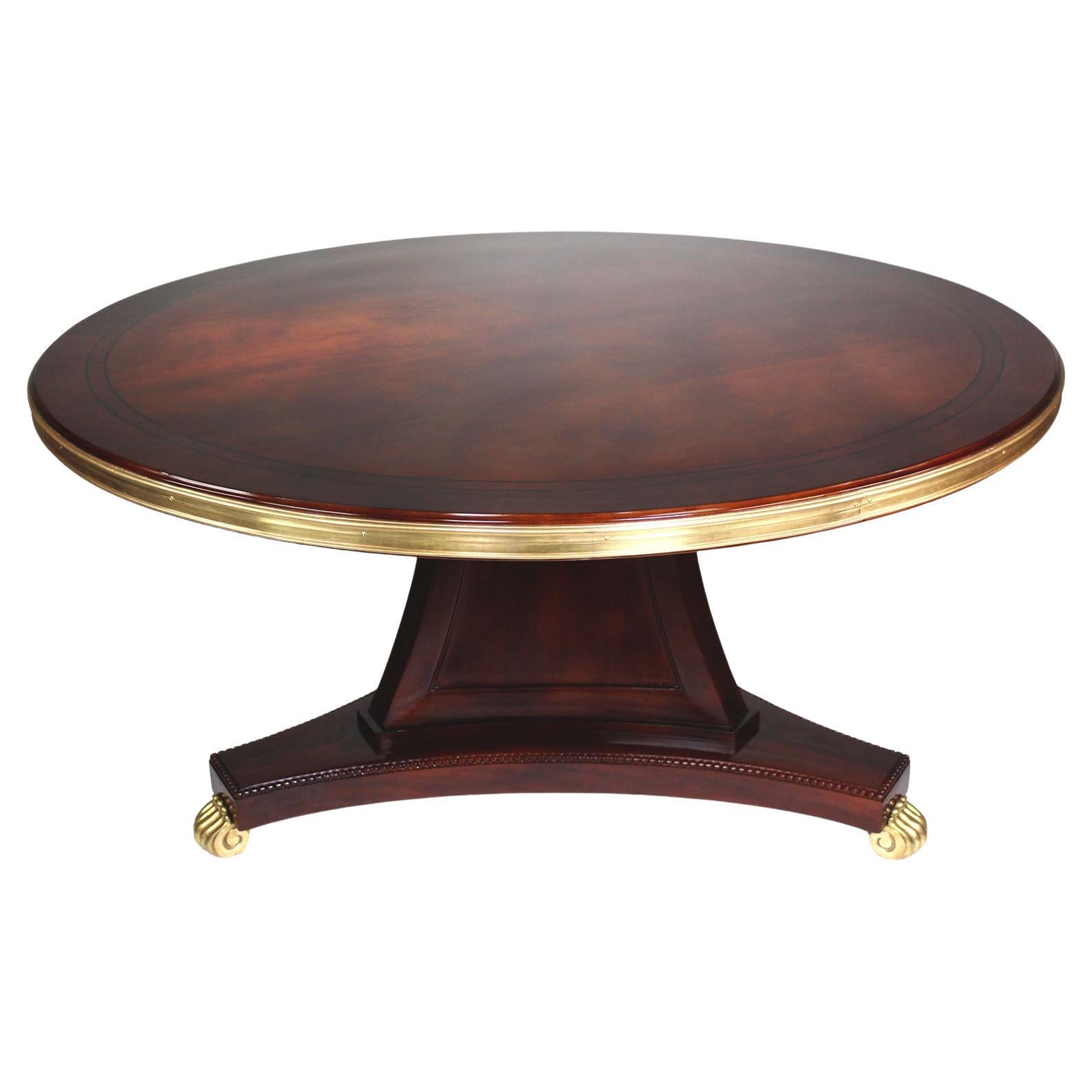 Round Regency Style Mahogany & Gilt Bronze Center or Game Table, Attr Maple & Co For Sale