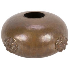 Round Repousse Copper Lotus Form Vase Handcrafted in India by Stephanie Odegard